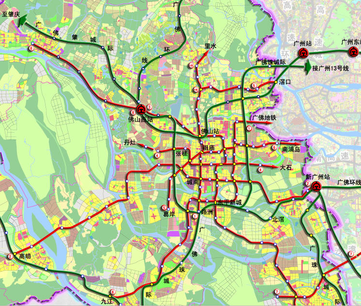 最新《佛山市轨道交通网络规划方案图》(20091012发布